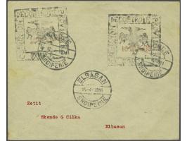 Provisional Issue Korce. Cachet 10 para in black and red (2x) on cover 12-4-1914 to Elbasan, very fine