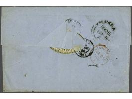 Folded letter without contents send from the British postoffice at Valparaiso 18-12-1863 with diamond shaped transit marking 