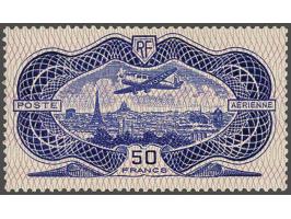 Airmail. Banknote, 50 francs blue, very fine unmounted mint, cat.v. 1500