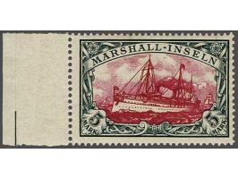 Kaiseryacht 5 mark green black and carmine red without watermark with sheet margin, very fine, cat.v. 650