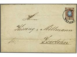Russia 10 kopeke brown and blue perforated 14½ x 15 on horizontal laid paper on complete letter from Mitau (Jelgava) 4-11-187