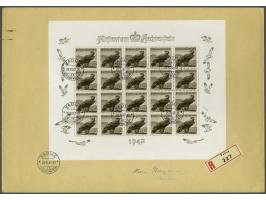 Alpine Animals 20 rappen - 1,50 franc in sheets of 20 on 3 covers from Vaduz 26-11-1947 to Schaan, very fine, cat.v. 840+