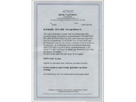Willem III 25 cent ultramarijn tanding 12½ x 12 (2x) op briefomslag van Paramaribo 9-3-1884 naar Amsterdam met routestempel S