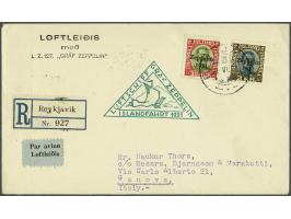 Islandfahrt. Christian X 30 aur red and green and 2 kronur brown and green on registered envelop from Reykjavik 10-6-1931 (Si