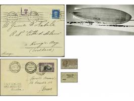 Polar Expedition Umberto Nobile with the airship Italia. Picture post card (Tower Bridge London) to Rome with straight line c