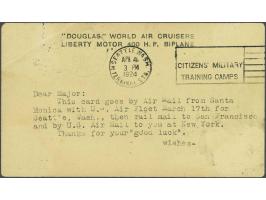 Around the World Flight of 4 US Army Douglas World Cruiser planes in1924. Postal Stationery from Santa Monica 17-3-1924 to Se
