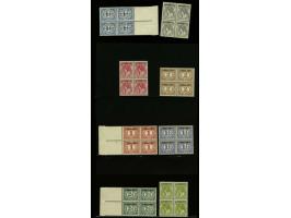 Armenwet 1 t/m 10 cent in blokken van 4, nrs. D1, D4 en D8 met velrand en 1 ex. D6 onbeduidend vlekje gomzijde, cat.w. 3200+