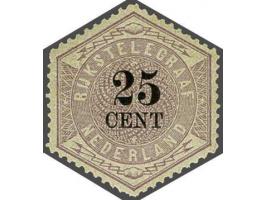 25 cent lila en zwart, pracht ex. met certificaat Vleeming 2018: Zegel en tanding echt, crackelé gom origineel, minimaal spoo