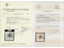 25 cent lila en zwart met dagtekenstempel op fragment, pracht ex. met certificaten NVPH 1983 en Muis 2009, cat.w. 1600+