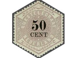 50 cent lila en zwart, pracht ex. met certificaat Vleeming 2015: Zegel en tanding echt, gom origineel, miniem plakkerspoortje