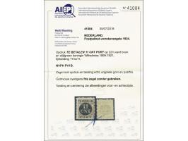11 cent bruin en olijfgroen tanding 11½ x 11 met certificaat Vleeming 2018: Zegel met opdruk en tanding echt, originele gom e