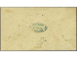 10 cent wijnrood op envelop lokaal te Batavia 29-11-1864 met geschreven terug zenden, overleden, vrijwel pracht ex. (zegel re