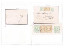 50 cent goudkleur type I tanding 12¾ x 11¾ in paar en emissie 1872 20 cent groen tanding 12½ x 12 kleine gaten (2x) op briefo