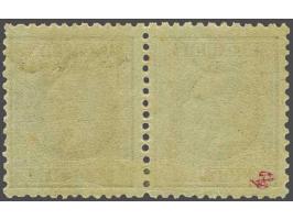 Willem III 2 cent lilabruin in gecombineerd tandingpaar 11½ x 12 en 12½ x 12 grote gaten, pracht ex. met kopie certificaat NV