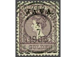 Java 1 gulden doflila met variëteit opdruk hoogstaand, pracht ex. met certificaat Ned. Bond 1967, cat.w. 400