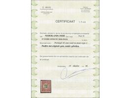 20 cent rood en zwart tanding 12½ x 12 type I met certificaat Muis 1998, origineel streepje in gom, cat.w. 450