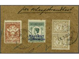 2½ gulden roodbruin met langebalkstempel Weltevreden 2-3-1923 en bijfrankering op fragment, pracht ex. met certificaat Moeije