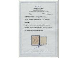 Hangend Haar 25 cent oranjebruin met certificaat Vleeming 2014, cat.w. 1400