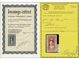 5 gulden roodbruin tanding 11 x 11½, pracht ex. met certificaten APF 1989 en Moeijes 1992, cat.w. 750