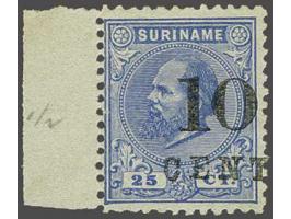 Hulpuitgifte 10 op 25 cent ultramarijn tanding 11½ x 12 met velrand, pracht ex. met certificaat Moeijes 1990, cat.w. 825