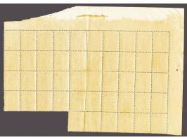 1 cent groen tanding 13½ kleine gaten op dik papier in veldeel van 46 ex. met hoekvelrand. Vouwtje door posities 16-20, schaa