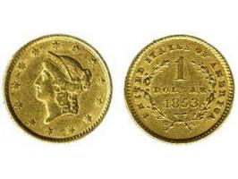 1$ 1853 gold ef
