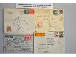 43 luchtpoststukken 1928-1939 van/naar Nederl.-Indië met port belast, vrijwel alle met beschrijving en documentatie in ringba