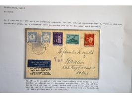 43 luchtpoststukken 1928-1939 van/naar Nederl.-Indië met port belast, vrijwel alle met beschrijving en documentatie in ringba