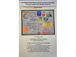 luchtpost, collectie van ca. 90 poststukken met beter materiaal w.b. enkele ijspostvluchten, keurig opgezet en beschreven in 