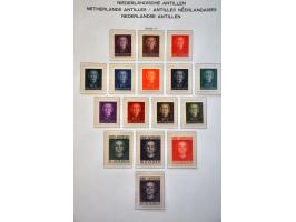 collectie vanaf 1864 met enkele betere ex. en series (w.b. Bernardfonds gestempeld, En Face Antillen *) in 3 Schaubek klemban