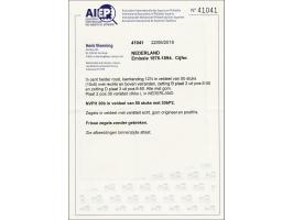 ½ cent helderrood tanding 12½ grote gaten in veldeel van 50 ex. w.b. positie 36 met variëteit dikke L in Nederland met certif