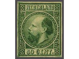 Ongetande kleurproef 50 cent type I door J.W. van Kempen te Voorschoten in groen, pracht ex.