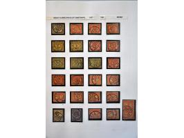 grootrondstempels ARUBA (25x), BONAIRE (23x w.b.op nr.78), CURAÇAO (46x w.v. 2 op poststuk), SABA (21x w.v. 2 op poststuk), S