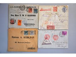 post(waarde)stukken w.b. beter materiaal o.a. Olympiade-serie 1928 op aangetekende envelop, raketvlucht Roberti Katwijk 1935 