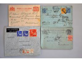 post(waarde)stukken w.b. beter materiaal o.a. Olympiade-serie 1928 op aangetekende envelop, raketvlucht Roberti Katwijk 1935 