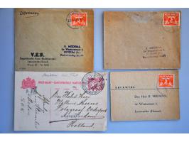 post(waarde)stukken w.b. Paramaribo dubbelring 1866, Nederland rubbernoodstempels 1945 (3 ex.) etc.