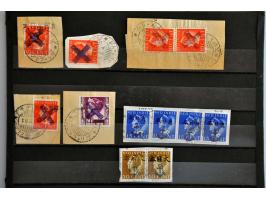 5 briefstukjes met kruisopdrukken Sumatra en 2 ex. West Borneo w.b. 43v-44 (4x)