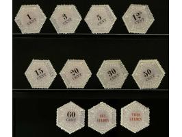1 cent t/m 2 gulden met specimen opdruk, vrijwel pracht ex. (enkele waarden zonder gom en/of met minieme tandinggebreken), ca