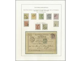 collectie w.b. de 1 t/m 10 gulden gestempeld in beide tandingen en de 10 gulden op compleet postbewijs Utrecht 4-2-1890 (gebr