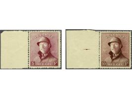 Albert met Helm 5 frank donkerpaarsrood en 10 frank wijnrood beide met velrand en gesigneerd Bolaffi, cat.w. 1030