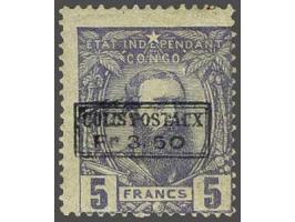 Leopold II 5 frank violet met opdruk Colis Postaux Fr. 3,50 in kastje, vrijwel pracht ex. met certificaat Pierre Kaiser 2016: