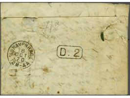 Napoleon III 40 centimes orange on lettersheet  from Paris 14-10-1870 per Ballon Monté Jules Favre No. 1 via Chimay in Belgiu