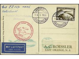 Südamarikafahrt 1930. 4 mark brown on picture postcard 19-5-1930, stage Friedrichshafen-Lakehurst, with all the relevant cach