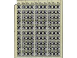 4 M schwärzlichultramarin ohne Rosettenunterdruck, full sheet of 100, mint never hinged (small part sheet margin missing), Mi