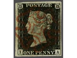 Penny black plate 2 lettered IA with clear red Maltese cross, a fine to very fine ex., cat.v. £ 400 