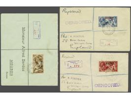 Seahorses 2s.6d., 5s. and 10s. all De La Rue printing on 3 registered covers all cancelled P.O. Pleasant Island 1919 and send