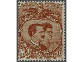 Marriage King Victor Emanuel III and Queen Elena 1896. Non issued 20 centesimi red brown, very fine mounted mint