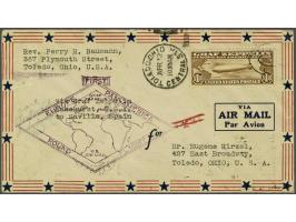 Pan-America Flight of the Graf Zeppelin 1930. $ 1,30 brown on cover from Toledo, Ohio to Sevilla (Spain) with special cachet 