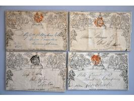 Mulready envelopes and letter sheets collectie in gemengde kwaliteit (mixed quality) totaal 10 ex. w.b. 2d. (2x)