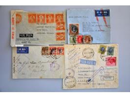 34 luchtpoststukken 1939-1940 verschillende routes maatschappijen Imperial Airways en B.O.A.C. w.b. Poole-Sydney met trajectp